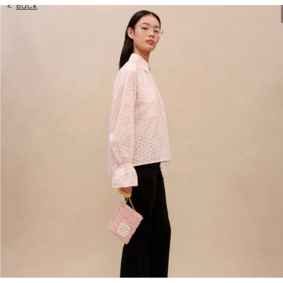 Maje Women Broderie Anglaise Shirt Pink Size Xs/Small - Picture 12 of 12